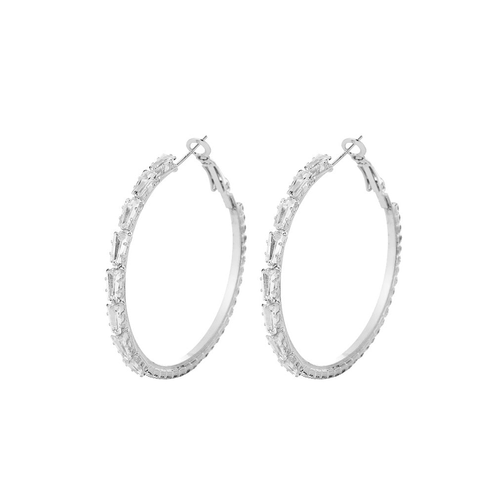 Wholesale Copper Zircon Exaggerated Large Earrings